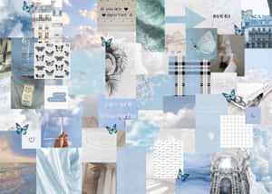 Blue White Aesthetic Collage Wallpaper