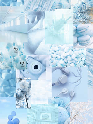 Blue White Aesthetic Collage Wallpaper