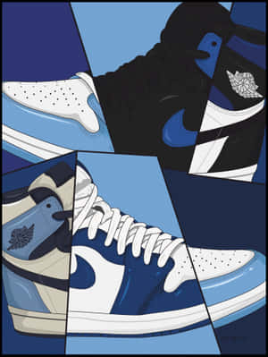 Blue White Air Jordans Artwork Wallpaper