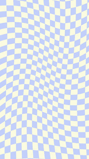 Blue White Checkered Wave Pattern Wallpaper