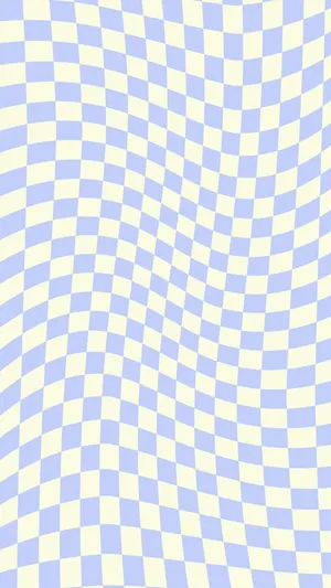 Blue White Checkered Wave Pattern Wallpaper