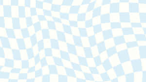 Blue White Checkered Wave Pattern Wallpaper