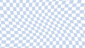 Blue White Checkered Wave Pattern Wallpaper