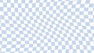 Blue White Checkered Wave Pattern Wallpaper