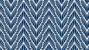 Blue White Chevron Pattern Wallpaper