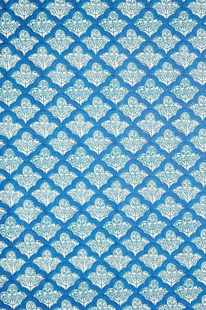 Blue White Heart Pattern Fabric Wallpaper