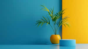 Blue Yellow Interior Decor Wallpaper