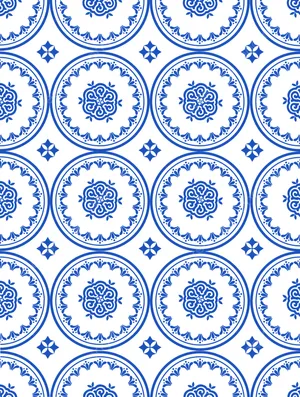 Blueand White Ceramic Tile Pattern Wallpaper