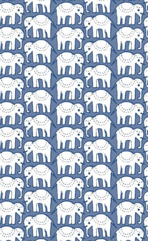 Blueand White Elephant Pattern Wallpaper