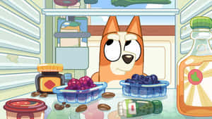 Bluey Character In Fridge Wallpaper