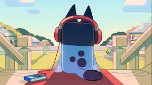 Bluey Character Listeningto Music Wallpaper