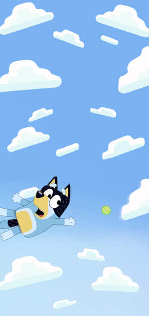 Bluey Chasing Ball Sky Wallpaper