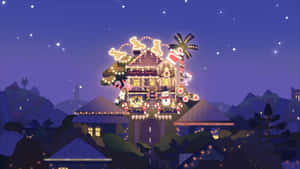 Bluey Christmas Lights Decoration Scene Wallpaper