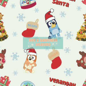 Bluey Christmas Pattern Wallpaper