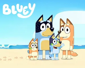 Bluey Family Beach Day Wallpaper
