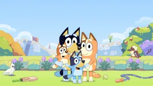 Bluey Family Outdoor Adventure Wallpaper