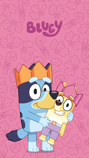 Blueyand Bingo Cartoon Hug Wallpaper