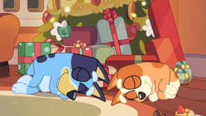 Blueyand Bingo Christmas Nap Wallpaper