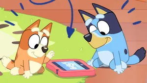 Blueyand Bingo Playing Wallpaper