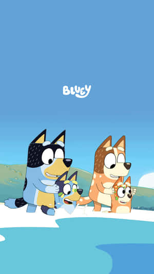 Blueyand Family Beach Day Wallpaper