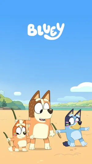 Blueyand Friends Beach Adventure Wallpaper