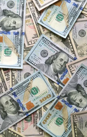 Bluish 100 Dollar Bill Pile For Phone Wallpaper