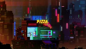 Blurry View Of Neon Lit Skyline Wallpaper