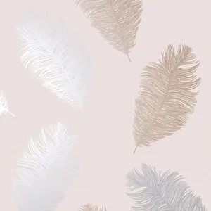 Blush Pink Feather Pattern Wallpaper