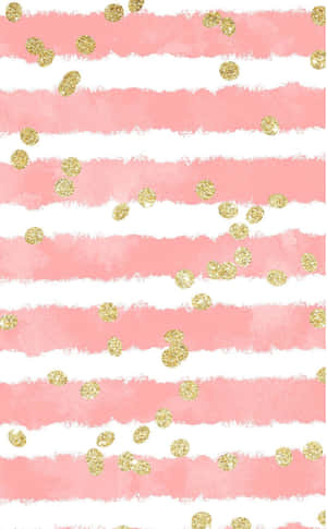 Blush Pink Stripes Gold Glitter Dots Pattern Wallpaper
