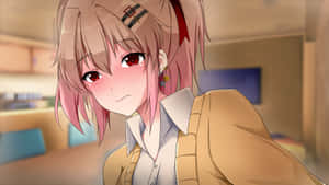 Blushing Anime Girlin Classroom.jpg Wallpaper