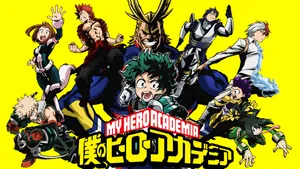 Bnha Hero Characters Yellow Poster Wallpaper