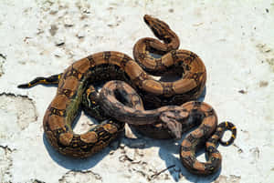 Boa Constrictor Sunbathingon Rock Wallpaper