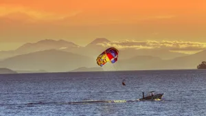 Boat Parasailing Take Off Wallpaper