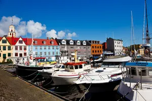 Boats On The Dock At Thorshavn Wallpaper