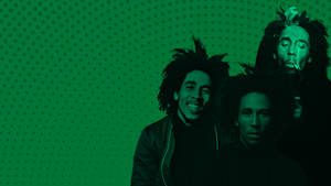 Bob Marley Dotted Green Background Wallpaper