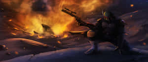 Boba_ Fett_ Battle_ Stance_ Ultra_ Wide Wallpaper