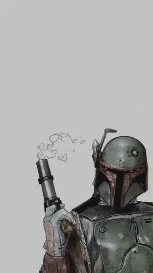 Boba Fett On Grey The Mandalorian Iphone Wallpaper