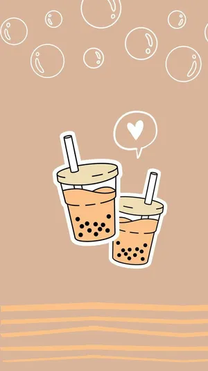 Boba Love Aesthetic Wallpaper Wallpaper