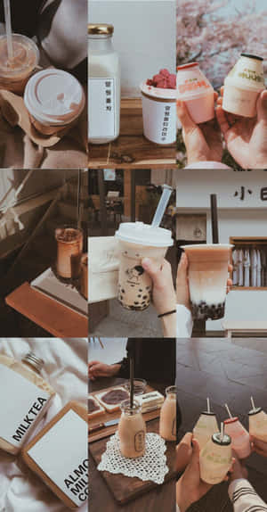 Boba Tea Collage Aesthetic.jpg Wallpaper