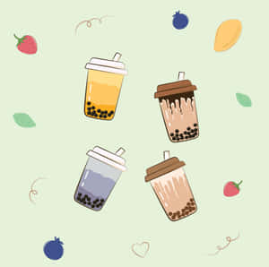 Boba Tea Cute Illustration Wallpaper