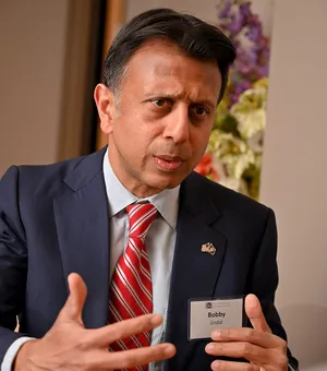 Bobby Jindal With Name Badge Wallpaper