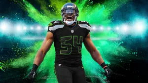 Bobby Wagner Energetic Football Pose Wallpaper