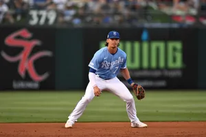 Bobby Witt Jr Defensive Stance Kansas City Royals Wallpaper
