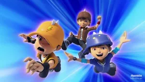 Boboiboy Lightning, Earth, And Water Wallpaper