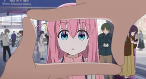 Bocchi The Rock Character Framedby Hands Wallpaper