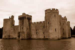 Bodiam Castle Sepia Tone Wallpaper