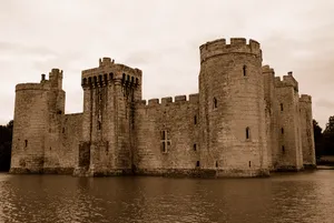 Bodiam Castle Sepia Tone Wallpaper
