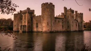 Bodiam Castle Twilight Reflection Wallpaper