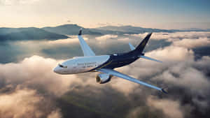 Boeing 737 Flying Above Clouds Wallpaper