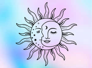 Bohemian Sun Moon Art Wallpaper